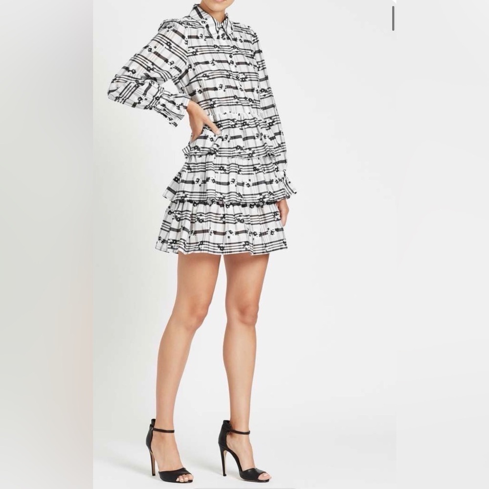 NWOT Baum und Pferdgarten Elegant Black and White Patterned Mini Dress
